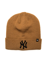 47 NY YANKEES RAISED CUFF KNIT BEANIE - CAMEL