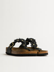 WOMENS BIRKENSTOCK GIZEH FLOWER LEATHER SANDALS - REGULAR - BLACK