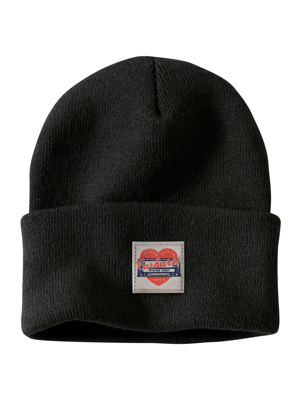 CARHARTT KNIT HEART PATCH BEANIE - BLACK