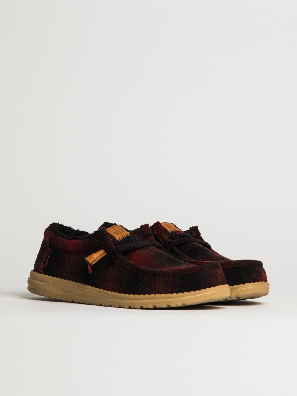 MENS HEYDUDE WALLY COZY PLAID - RED/BLACK