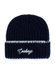 47 BLANKET STITCH CUFF KNIT COWBOY BEANIE - NAVY