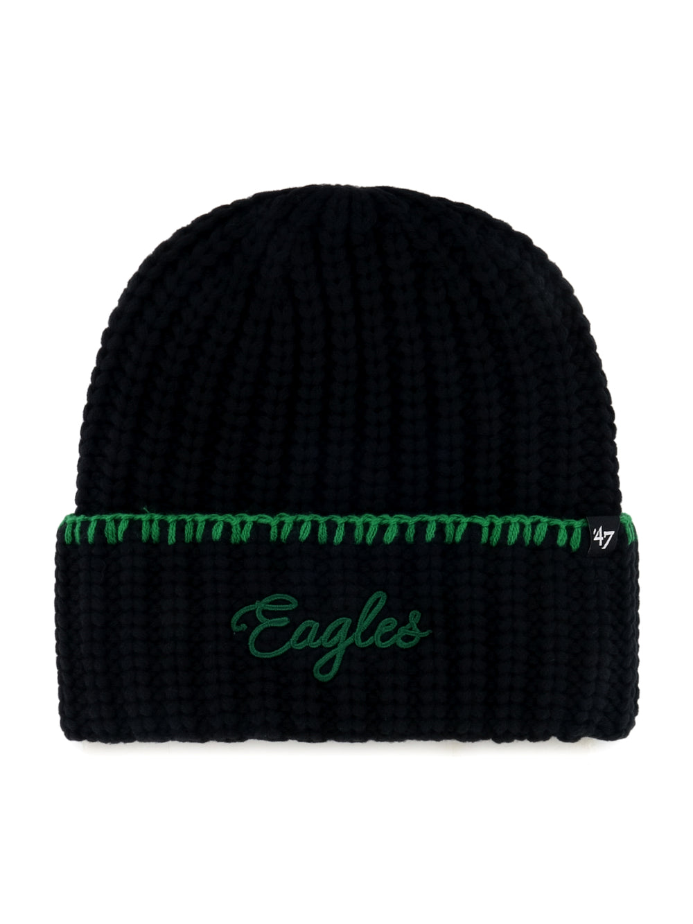 47 BLANKET STITCH CUFF KNIT EAGLES BEANIE - BLACK
