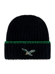 47 BLANKET STITCH CUFF KNIT EAGLES BEANIE - BLACK