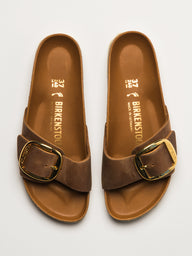 WOMENS BIRKENSTOCK MADRID BIG BUCKLE OILED LEATHER SANDALS - MEDIUM/NARROW - COGNAC