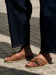 WOMENS BIRKENSTOCK MADRID BIG BUCKLE OILED LEATHER SANDALS - MEDIUM/NARROW - COGNAC