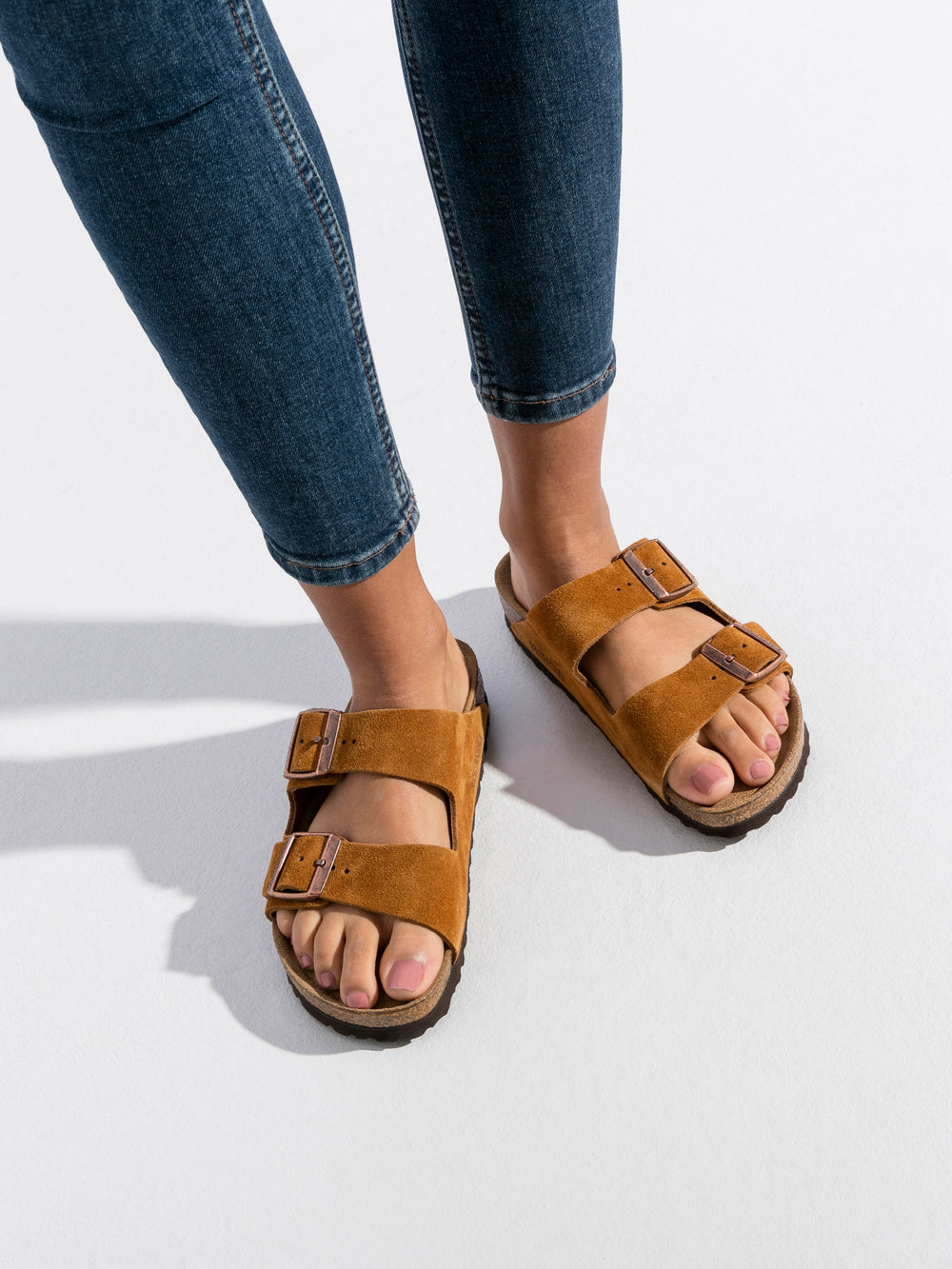 WOMENS BIRKENSTOCK ARIZONA SOFT NARROW SANDALS - MINK