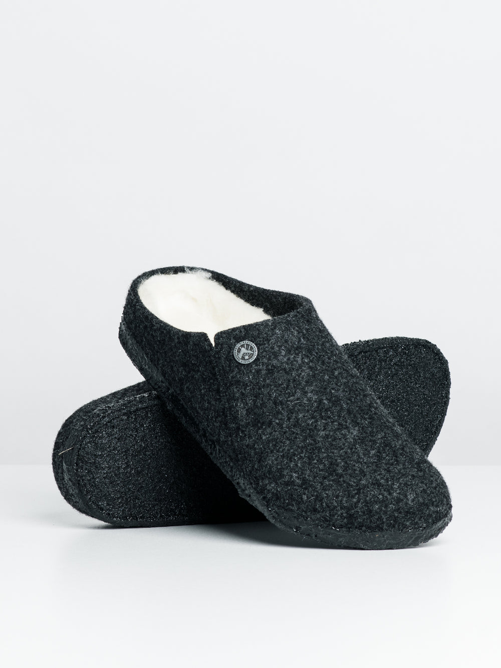 WOMENS BIRKENSTOCK ZERMATT SHEARLING SLIPPERS - ANTHRACITE - CLEARANCE