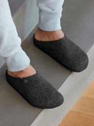 WOMENS BIRKENSTOCK ZERMATT SHEARLING SLIPPERS - ANTHRACITE - CLEARANCE