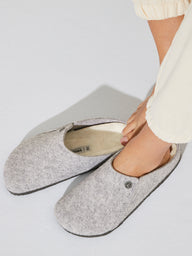 WOMENS BIRKENSTOCK ZERMATT SHEARLING SLIPPERS - LIGHT GREY - CLEARANCE