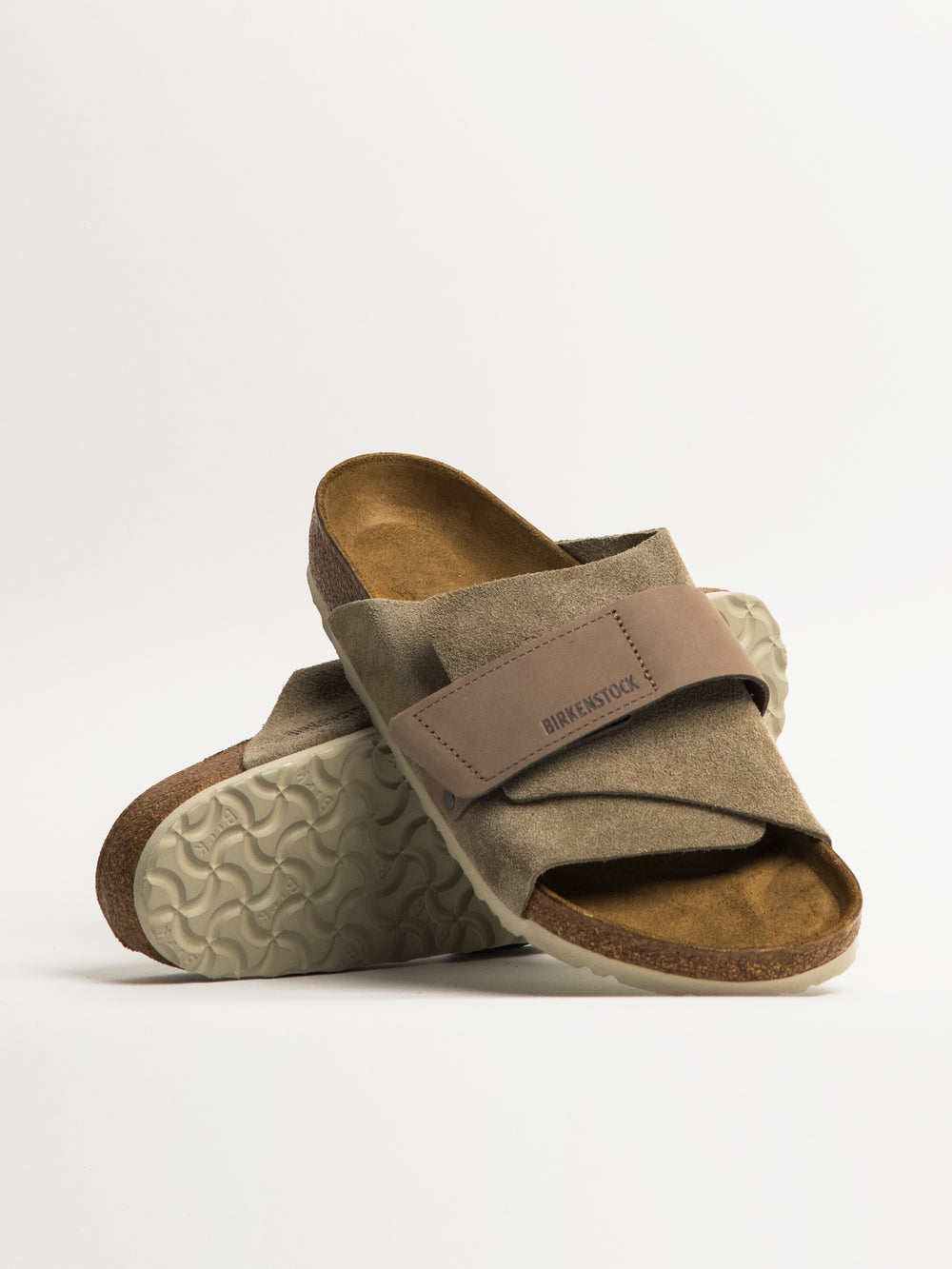 MENS BIRKENSTOCK KYOTO SUEDE NUBUCK SANDALS - TAUPE - CLEARANCE