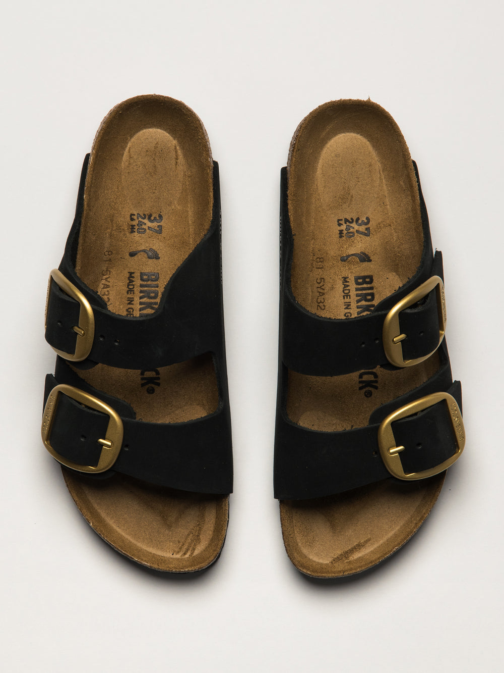 WOMENS BIRKENSTOCK ARIZONA BIG BUCKLE NUBUCK SANDALS - BLACK
