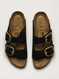 WOMENS BIRKENSTOCK ARIZONA BIG BUCKLE NUBUCK SANDALS - BLACK