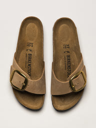 WOMENS BIRKENSTOCK MADRID BIG BUCKLE NUBUCK SANDAL - SAND