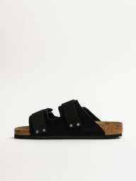 MENS BIRKENSTOCK UJI SUEDE NUBUCK SANDALS - REGULAR - BLACK