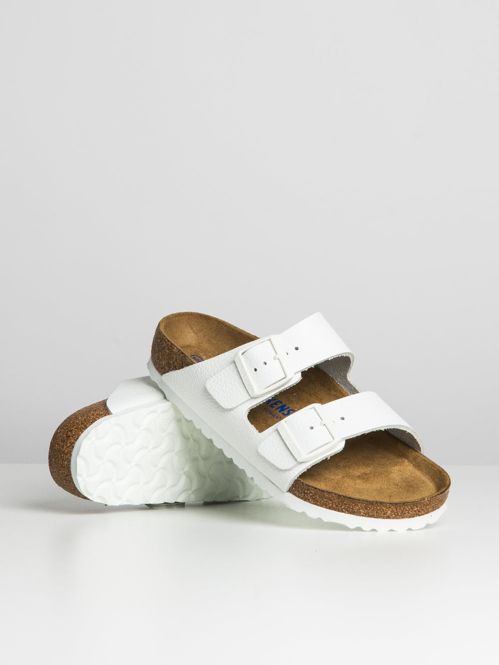 WOMENS BIRKENSTOCK ARIZONA SOFT FOOTBED LEATHER REG SANDALS - WHITE - CLEARANCE