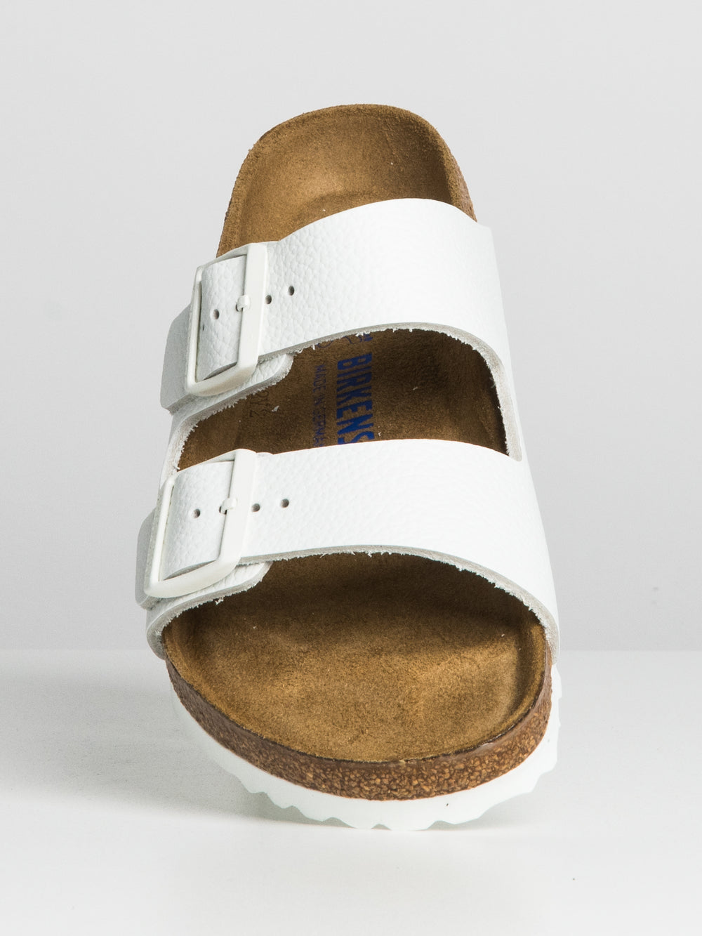 WOMENS BIRKENSTOCK ARIZONA SOFT FOOTBED LEATHER REG SANDALS - WHITE - CLEARANCE