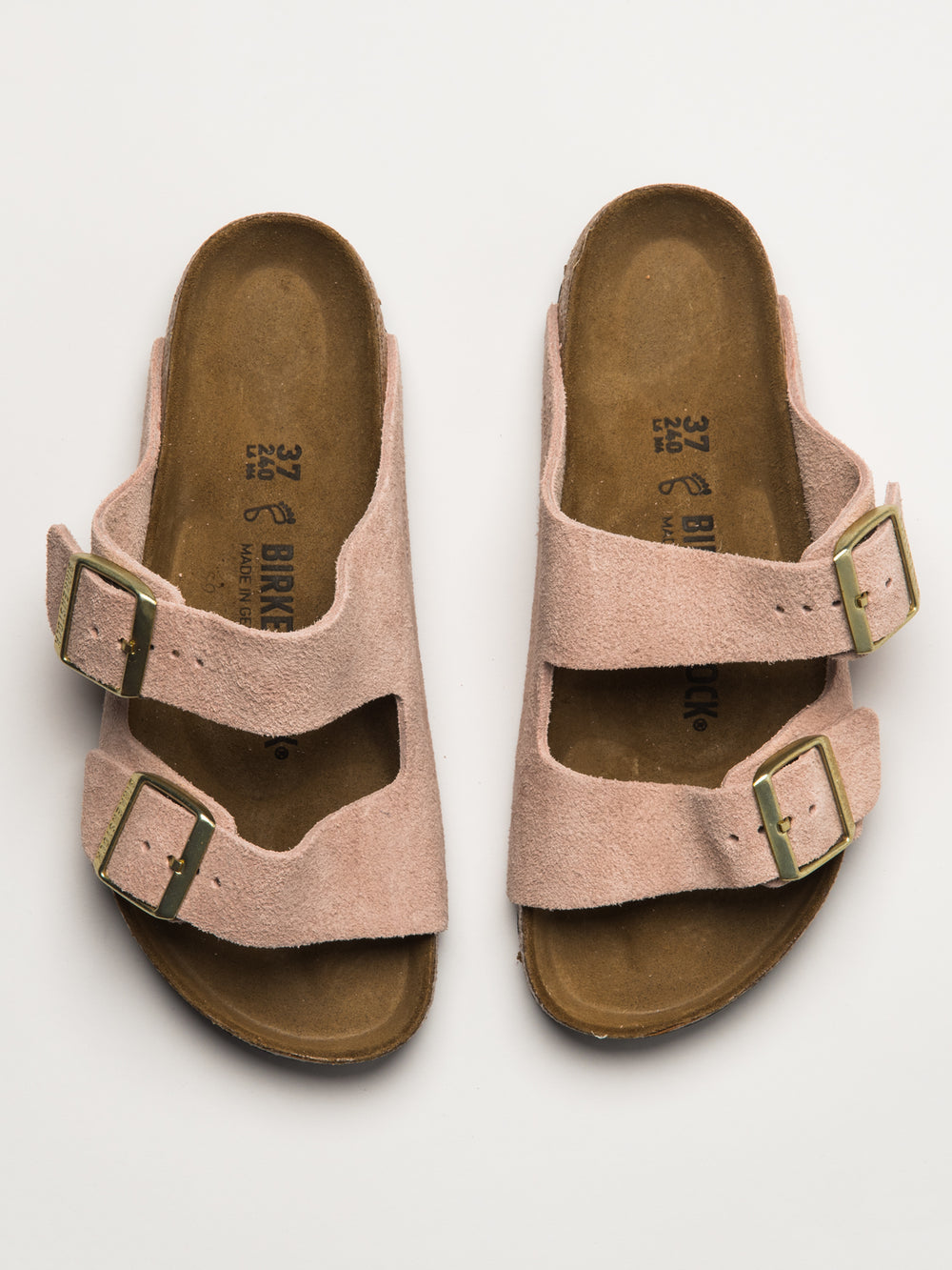 WOMENS BIRKENSTOCK ARIZONA SUEDE SANDALS - REGULAR - LIGHT ROSE