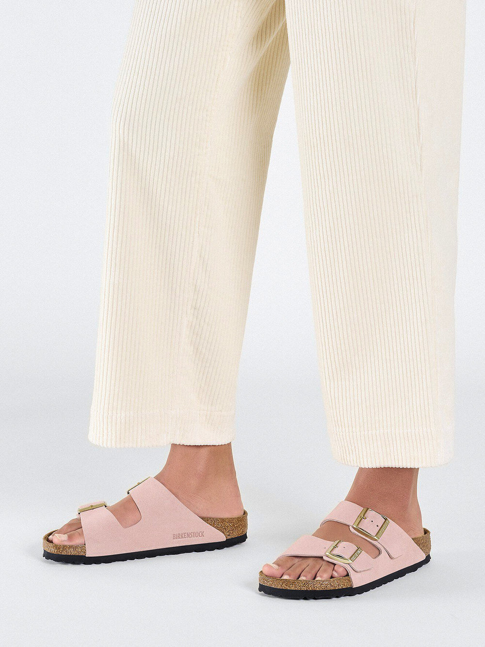 WOMENS BIRKENSTOCK ARIZONA SUEDE SANDALS - REGULAR - LIGHT ROSE