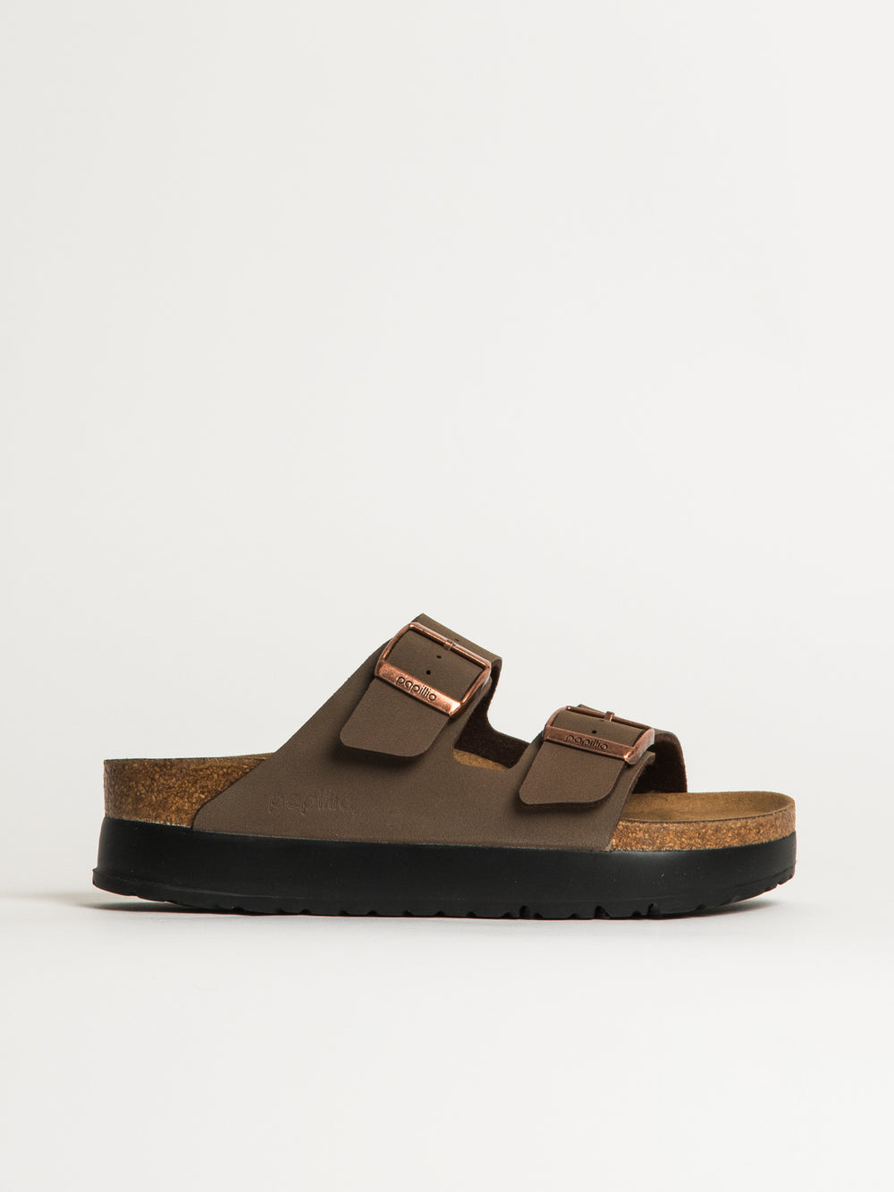 WOMENS BIRKENSTOCK ARIZONA VEGAN PLATFORM SANDALS - MEDIUM/NARROW - MOCHA
