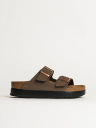 WOMENS BIRKENSTOCK ARIZONA VEGAN PLATFORM SANDALS - MEDIUM/NARROW - MOCHA