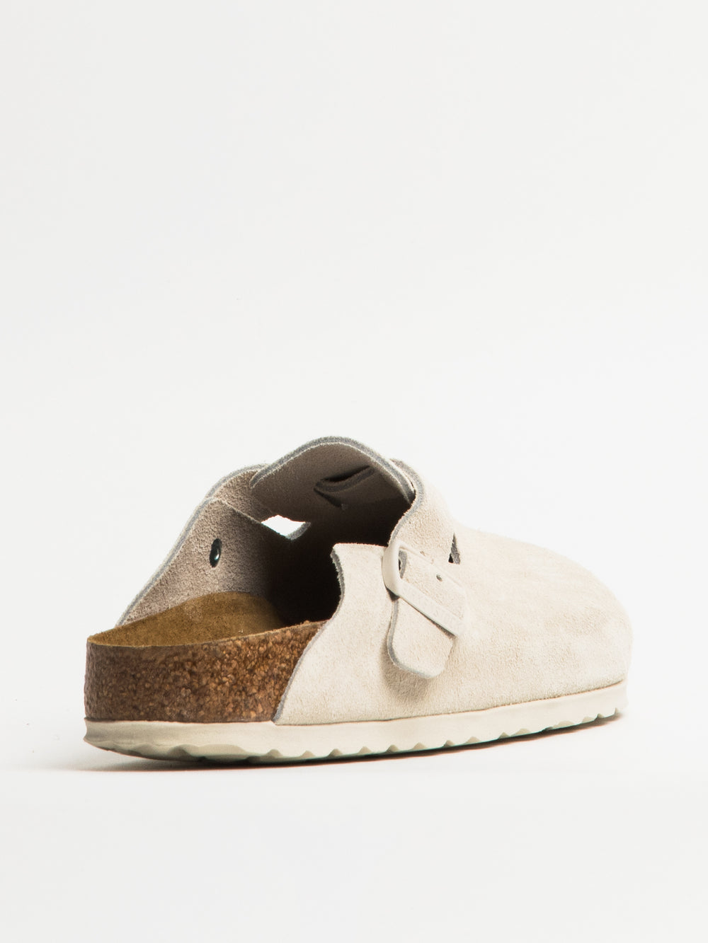WOMENS BIRKENSTOCK BOSTON SUEDE SOFT FOOTBED SANDALS CLOGS - ANTIQUE WHITE