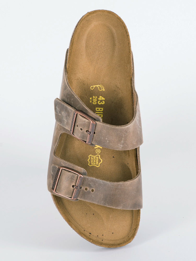 MENS BIRKENSTOCK ARIZONA LEATHER OILED SANDALS - REGULAR - TOBACO BROWN
