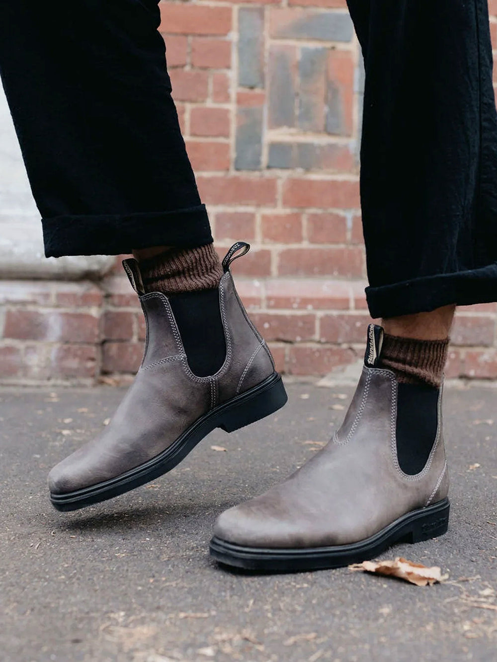 grey mens dress boots Clarkson Chelsea Grey Suede Leather Boots StudGuard The Jacket Maker