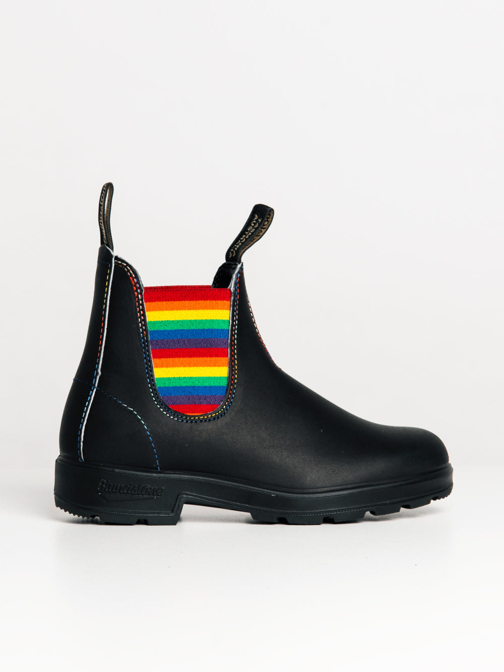 WOMENS BLUNDSTONE ORIGINAL BLACK WITH RAINBOW ELASTIC - CLEARANCE