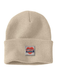CARHARTT KNIT HEART PATCH BEANIE - OATMEAL