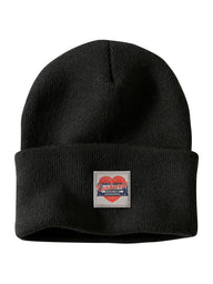 CARHARTT KNIT HEART PATCH BEANIE - BLACK
