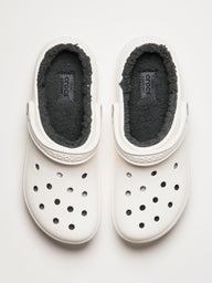WOMENS CROCS CLASSIC LINED CLOG - WHITE/GREY