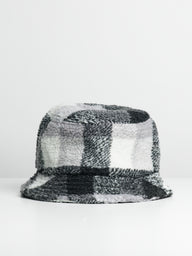 DLG BUCKET HAT - BLACK/WHITE PLAID SHERPA - CLEARANCE