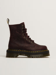 WOMENS DR MARTENS JADON FLORAL DEBOSS CRAZY HORSE BOOT - RED
