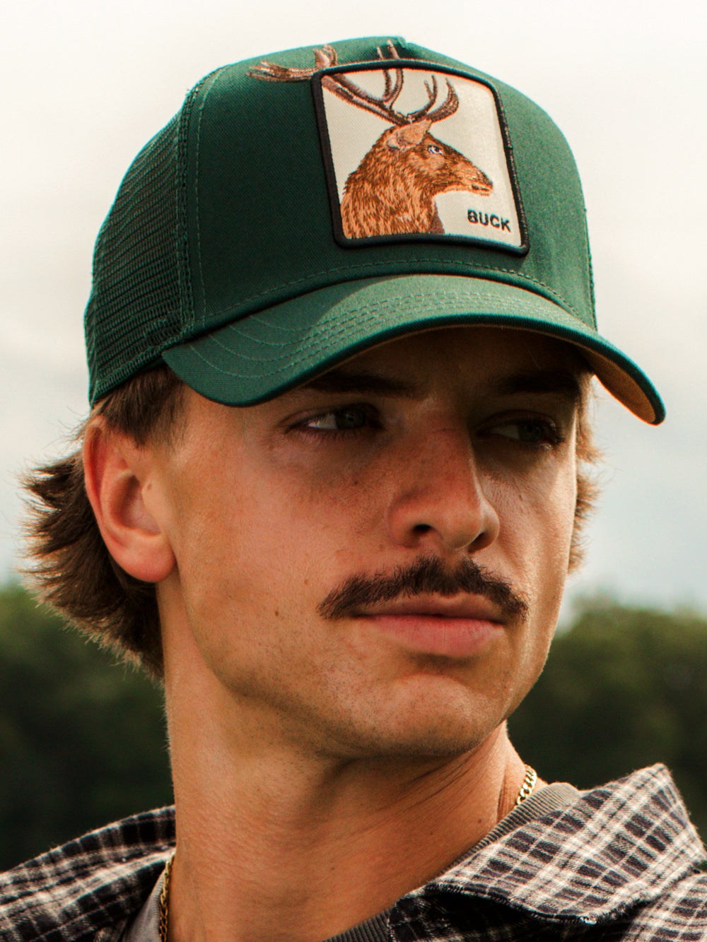 GOORIN BROS OVER THE LINE BUCK TRUCKER HAT - GREEN