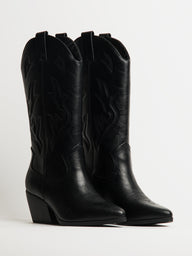 WOMENS HARLOW STASSIE COWBOY BOOTS - BLACK - CLEARANCE