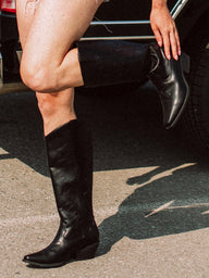 WOMENS HARLOW STASSIE COWBOY BOOTS - BLACK - CLEARANCE