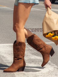 WOMENS HARLOW STASSIE COWBOY BOOTS - BROWN