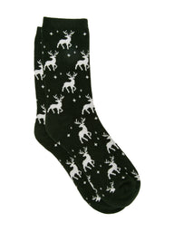 HARLOW REINDEER PRINT SOCK - FOREST