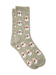 HARLOW SNOWMAN PRINT SOCK - GREY