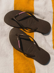 WOMENS HAVAIANAS SLIM SPARKLE ME - BROWN