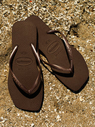 WOMENS HAVAIANAS SLIM SQUARE SANDALS - DARK BROWN