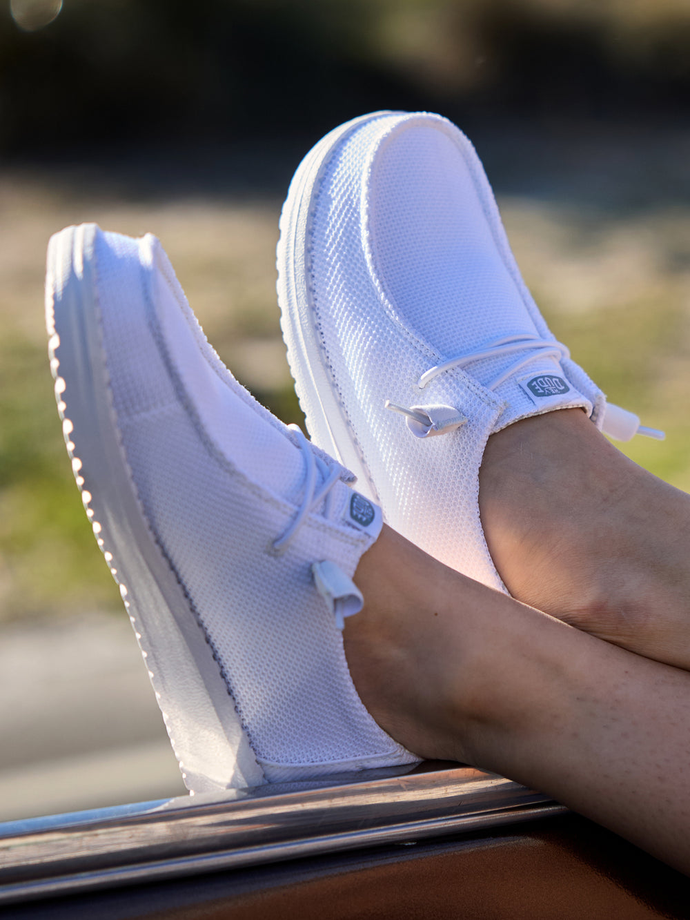 WOMENS HEYDUDE WENDY STRETCH SOX SNEAKER - WHITE