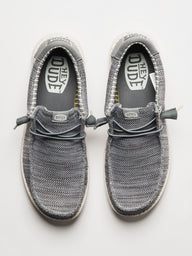 MENS HEYDUDE WALLY STRETCH SOX SLIP-ON - GREY