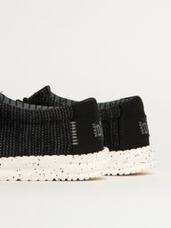 MENS HEYDUDE WALLY STRETCH SOX SLIP-ON - BLACK/WHITE