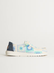 WOMENS HEYDUDE WENDY COTTAGE CROCHET SNEAKER - BLUE