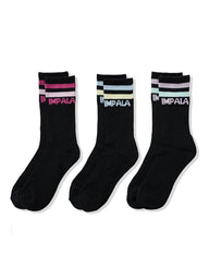 IMPALA STRIPE SKATE 3 PACK SOX SOCKS  - CLEARANCE