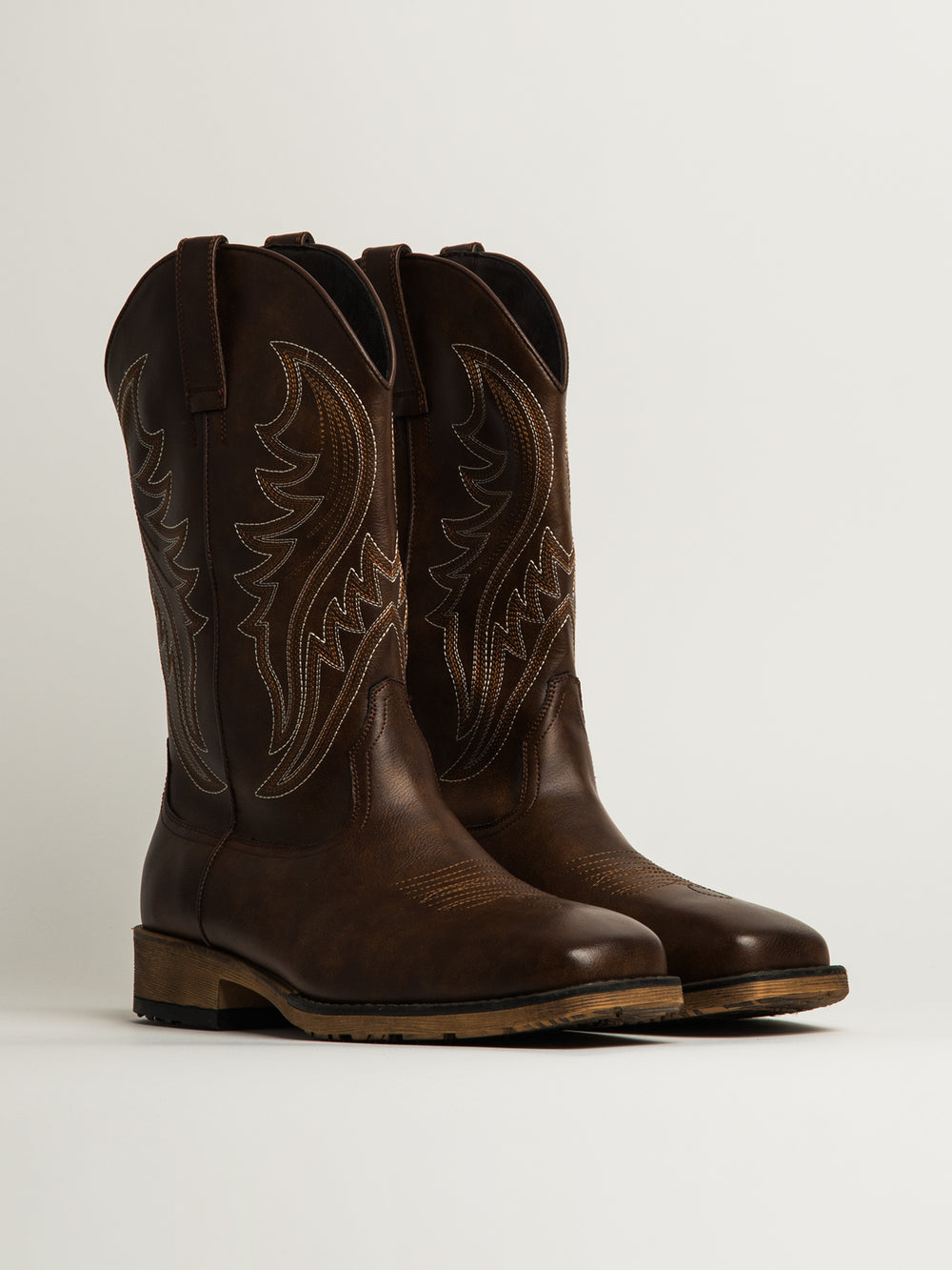 MENS KOLBY BRONCO COWBOY BOOTS - BROWN