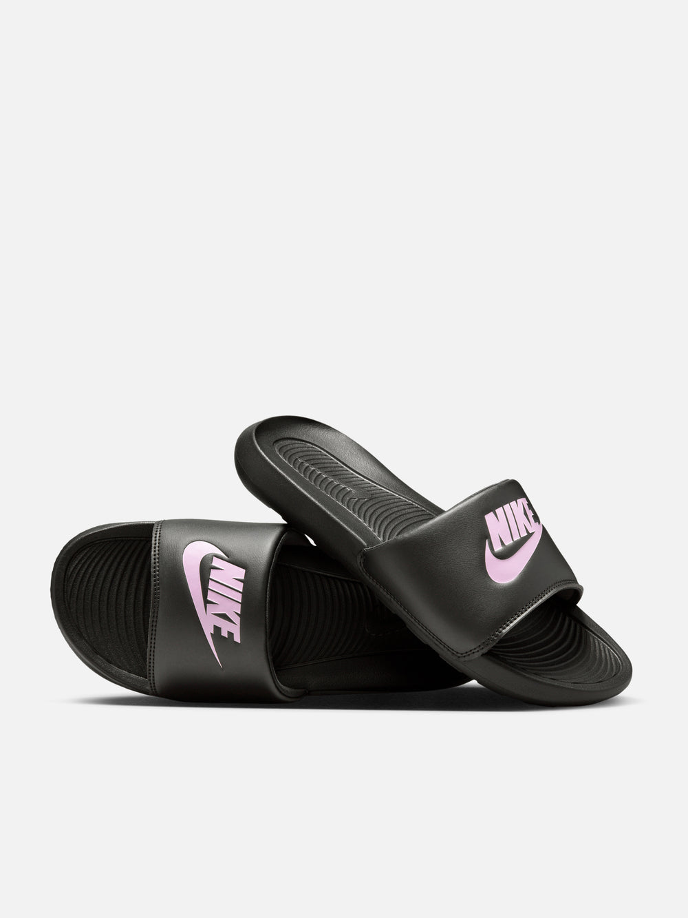WOMENS NIKE VICTORI ONE SLIDES - BLACK/LIGHT ARCTIC PINK