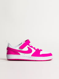 KIDS NIKE COURT BOROUGH LOW RECRAFT SHOES - WHITE/LASER FUCHSIA
