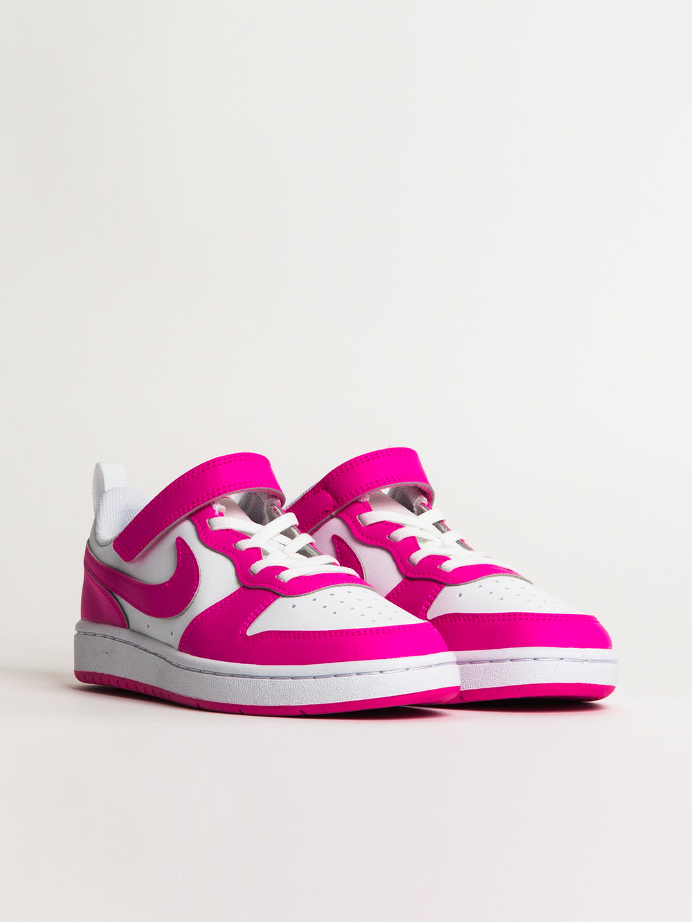 KIDS NIKE COURT BOROUGH LOW RECRAFT SHOES - WHITE/LASER FUCHSIA